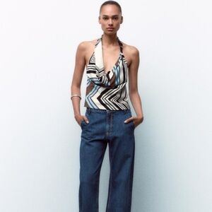 Zara Black and White Patterned Top